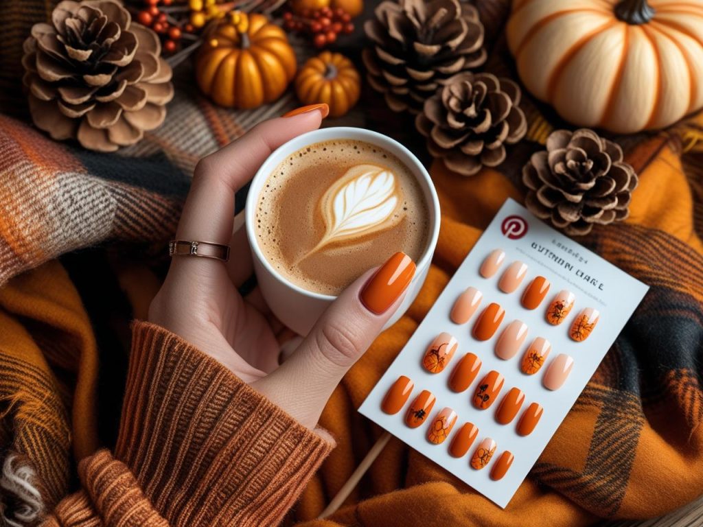 Burnt orange ombré fade autumn nail designs with gradient hues on a Pinterest board.