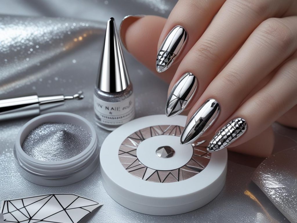 “Nail art kit for DIY metallic nail designs in 2025.”