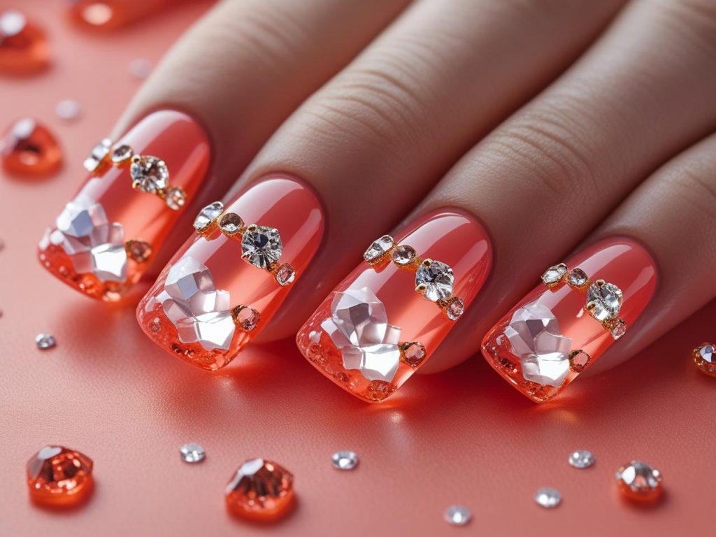 Jelly Nails 2025: Vibrant Translucent Trends for Stunning Manicures 10 Jelly gemstone nail designs with clear gems for 2025