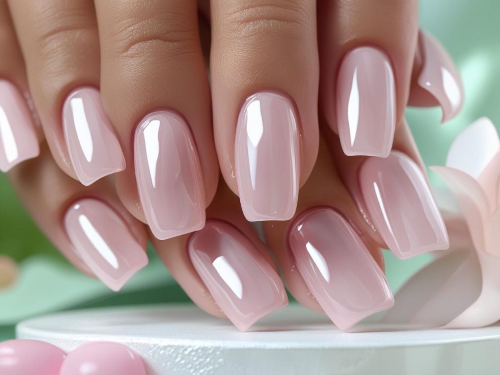 Soap nail trends 2025 with sheer pink polish.