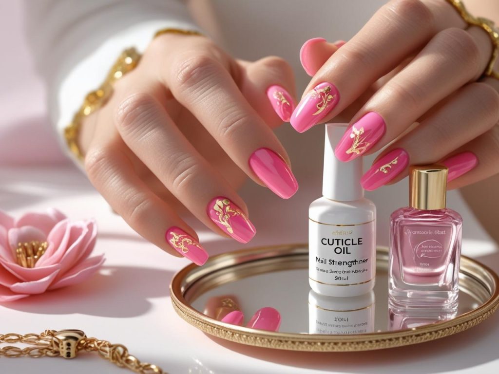 Pink Nail Designs 2025: Vibrant and Chic Trends for Stunning Manicures 15 Applying cuticle oil for flawless pink nail designs in 2025.”