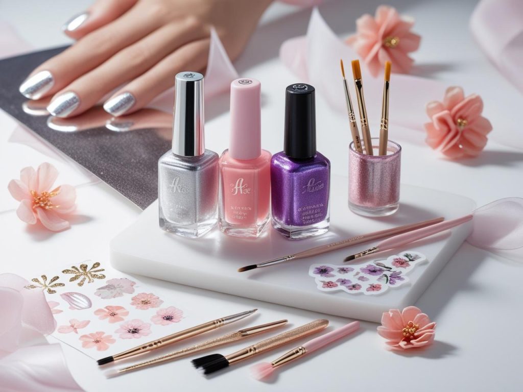 Nail art kit with polish and tools for 2025 Pinterest nail trends