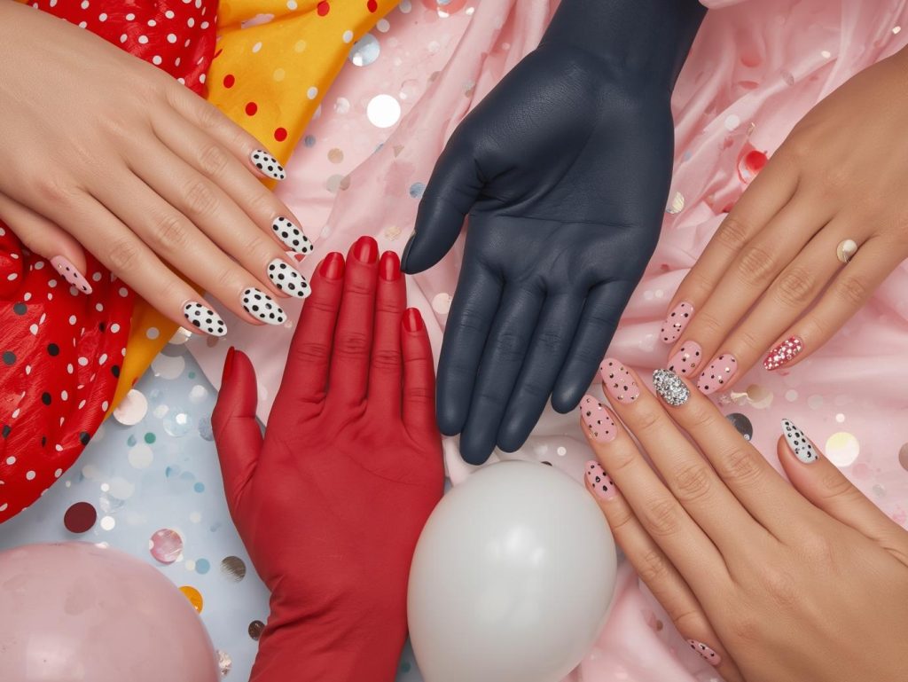 Polka dot nail designs with black polka dots, white polka dot accents, gold polka dot patterns, and silver polka dot details for captivating Pinterest inspiration