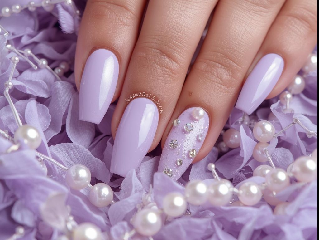 Velvet Nail Designs: Luxurious and Pinterest-Worthy Manicures to Obsess Over 11 Soft lavender velvet nail art with iridescent pearl touches.