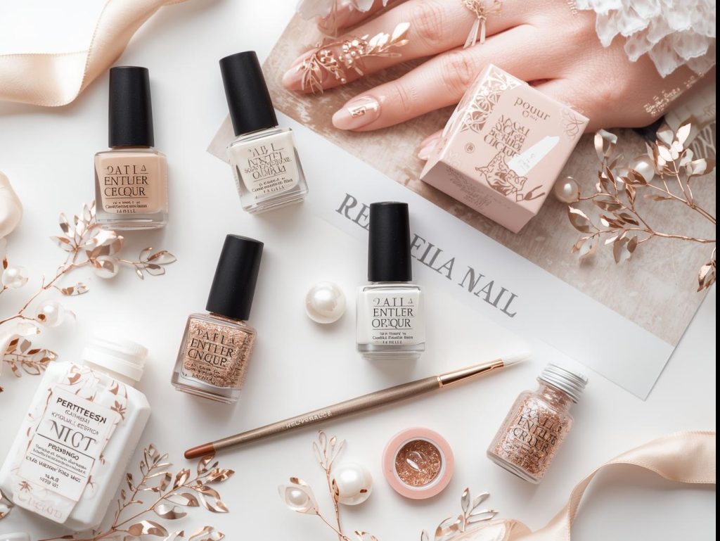 Beige Nail Designs: Elegant and Pinterest-Worthy Manicures to Adore 13 Nail art kit with polish and tools for beige nail designs.