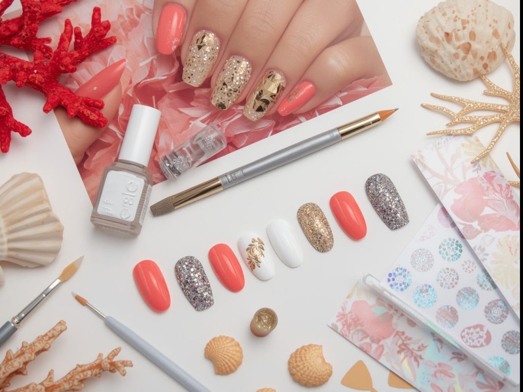 Coral Nail Designs: Vibrant and Pinterest-Worthy Manicures to Adore 13 Nail art kit with polish and tools for coral nail designs