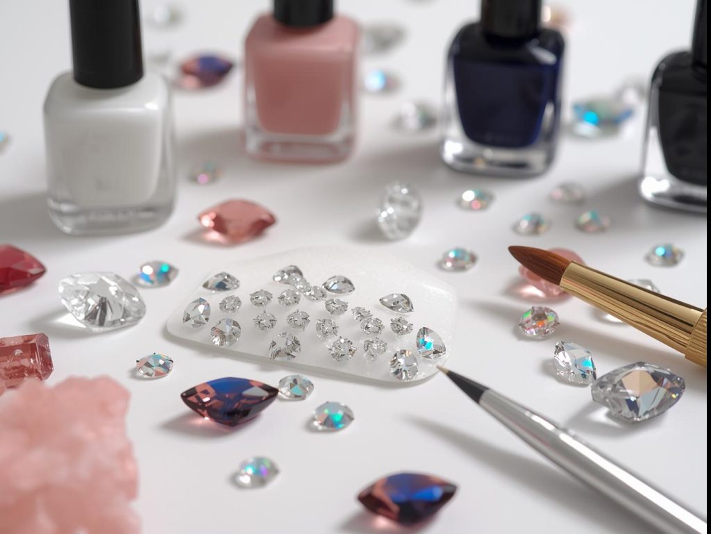  Nail art kit with polish and tools for crystal nail designs