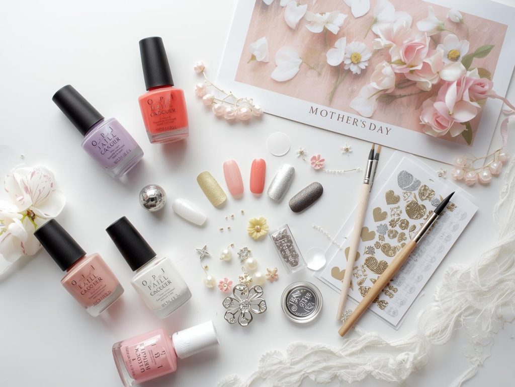 Mother's Day Nail Designs: Heartfelt and Pinterest-Worthy Manicures to Adore 13 Nail art kit with polish and tools for Mother’s Day nail designs.