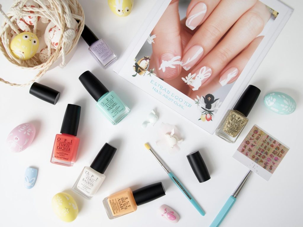 Easter Nail Designs: Playful and Pinterest-Worthy Manicures to Adore 13 Nail art kit with polish and tools for Easter nail designs.