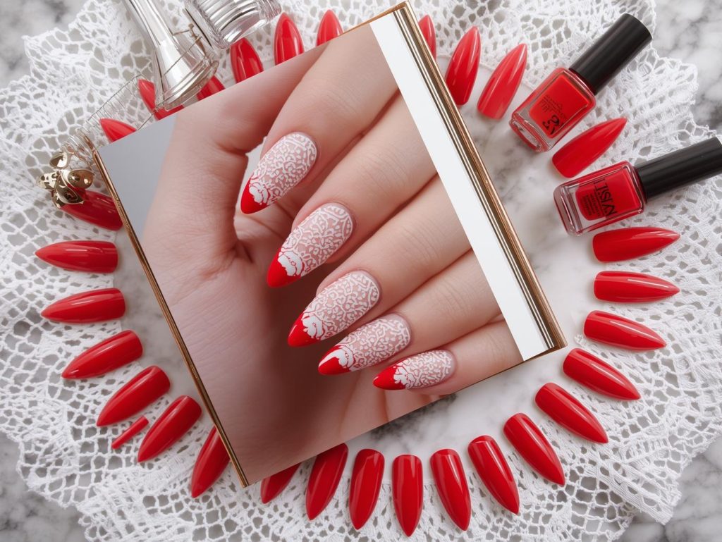  Nail salon kit with polish and tools for nail artist portfolio designs.
