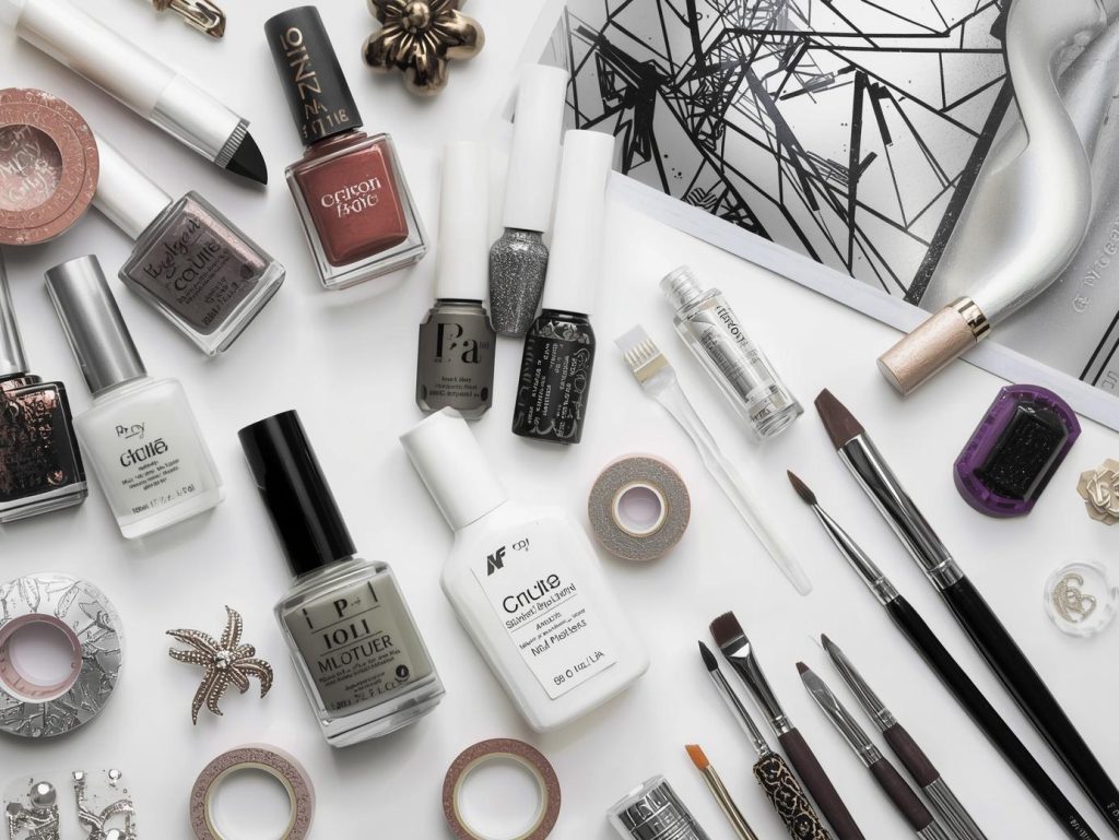 Metallic Silver Nail Designs: Sleek and Pinterest-Worthy Manicures to Adore 13 Nail art kit with polish and tools for metallic silver nail designs.