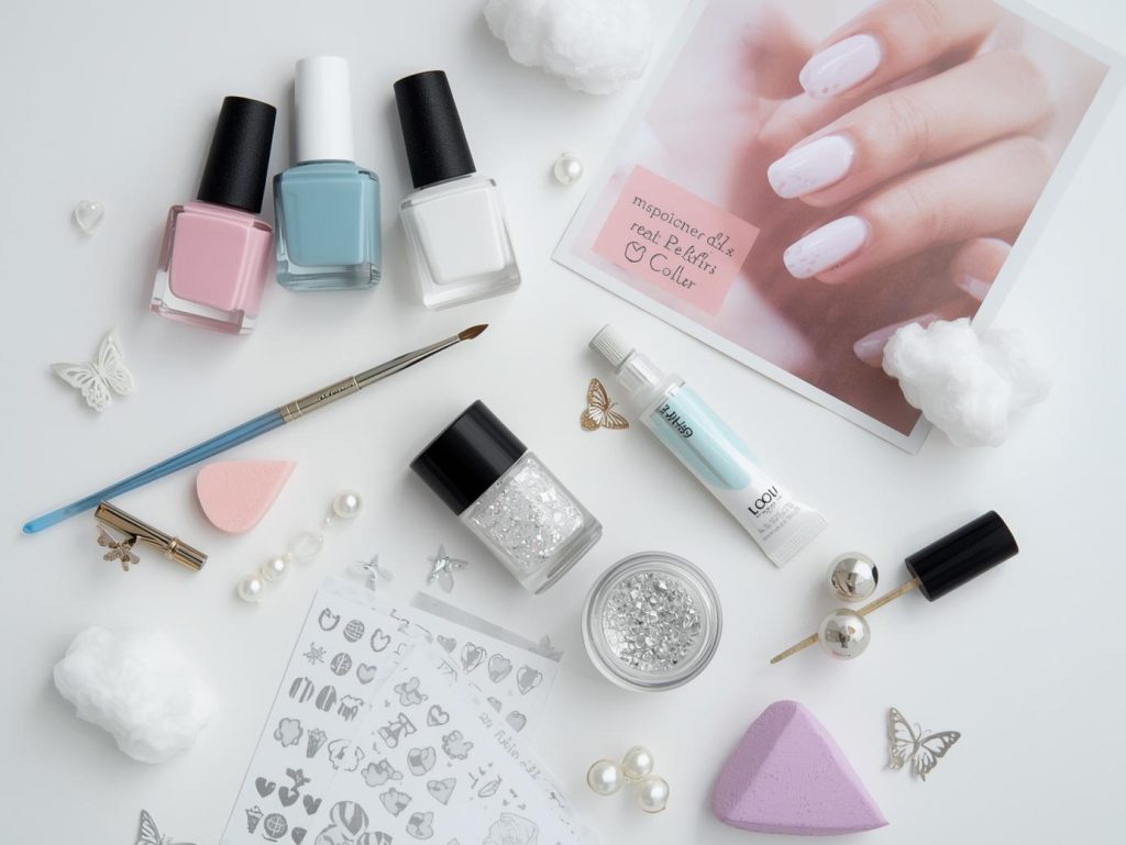 Soft Girl Nail Designs: Dreamy and Pinterest-Worthy Manicures to Adore 13 Nail art kit with polish and tools for soft girl nail designs.