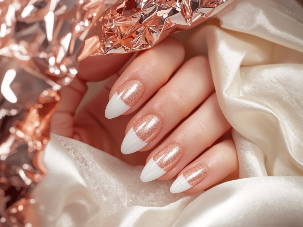 Classy Nail Designs: Elegant and Pinterest-Worthy Manicures to Adore 5 Classic French manicure rose gold tip nail art with rose gold tips.