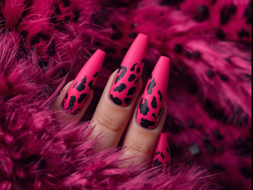 Hot Pink Nail Designs: Bold and Pinterest-Worthy Manicures to Obsess Over 9 Bold hot pink leopard print nail art with black accents