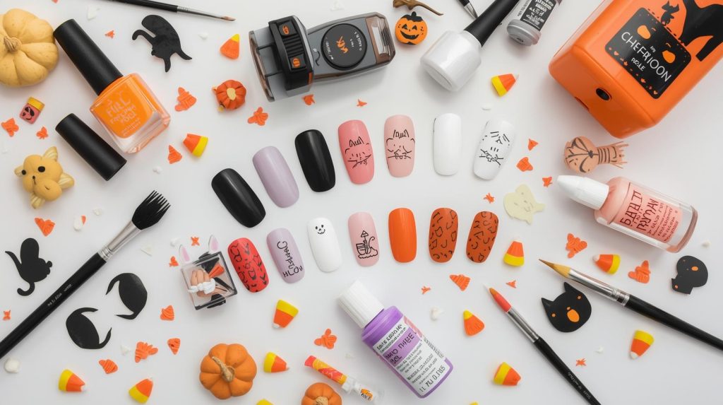 Cute Halloween Nails: Adorable and Pinterest-Worthy Manicures to Adore 13 Cute Halloween nail kit with polish and tools for adorable nail designs.