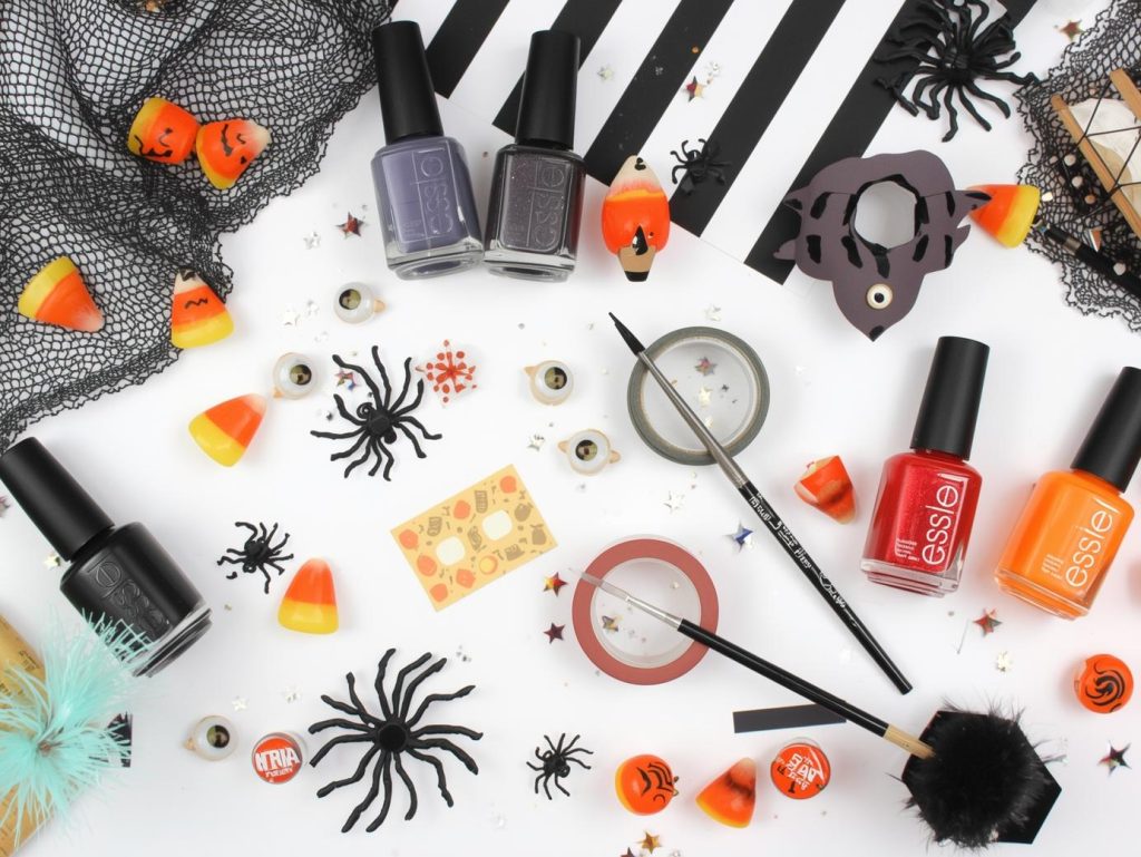 Easy Halloween nail kit with polish and tools for quick spooky designs.