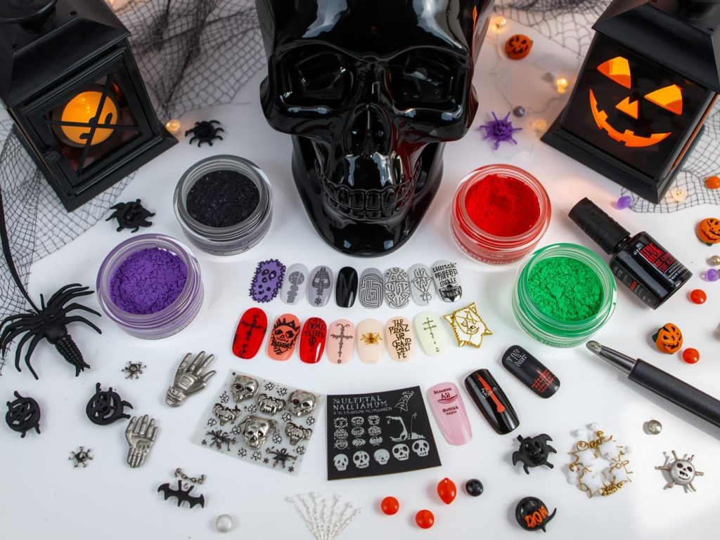 Halloween Acrylic Nails: Bold, Spooky, and Pinterest-Worthy Designs to Adore 13 Halloween acrylic nail kit with powders and tools for bold spooky designs.