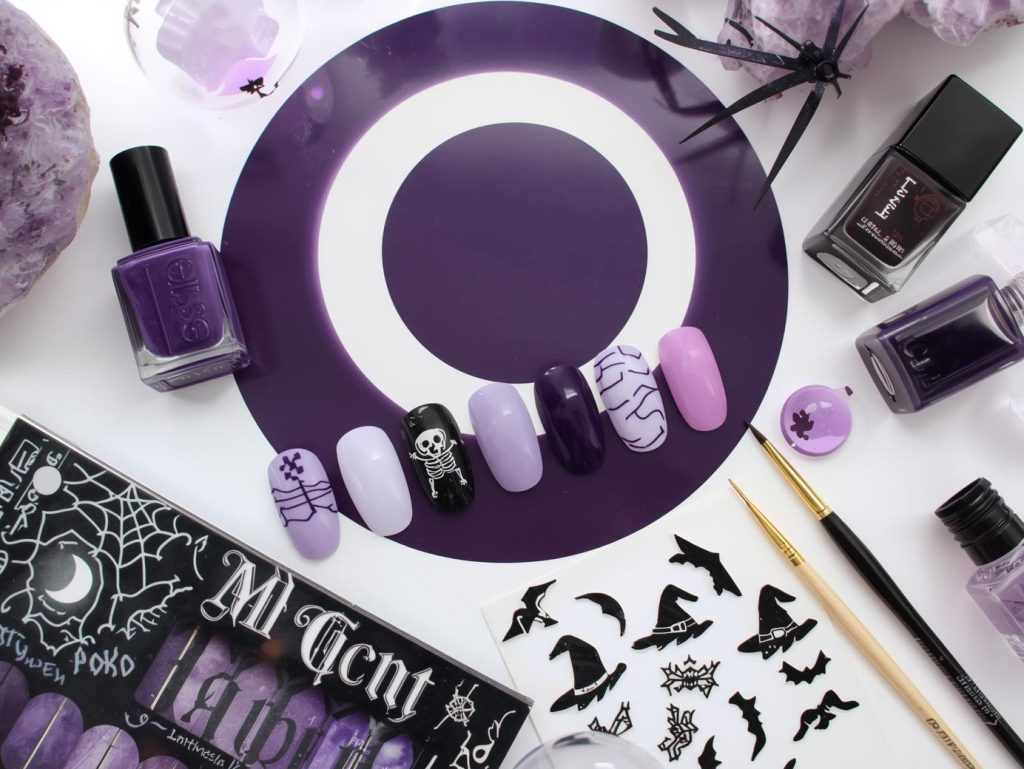 Purple Halloween Nails: Mystical, Spooky, and Pinterest-Worthy Designs to Adore 13 Purple Halloween nail kit with polish and tools for mystical spooky designs.
