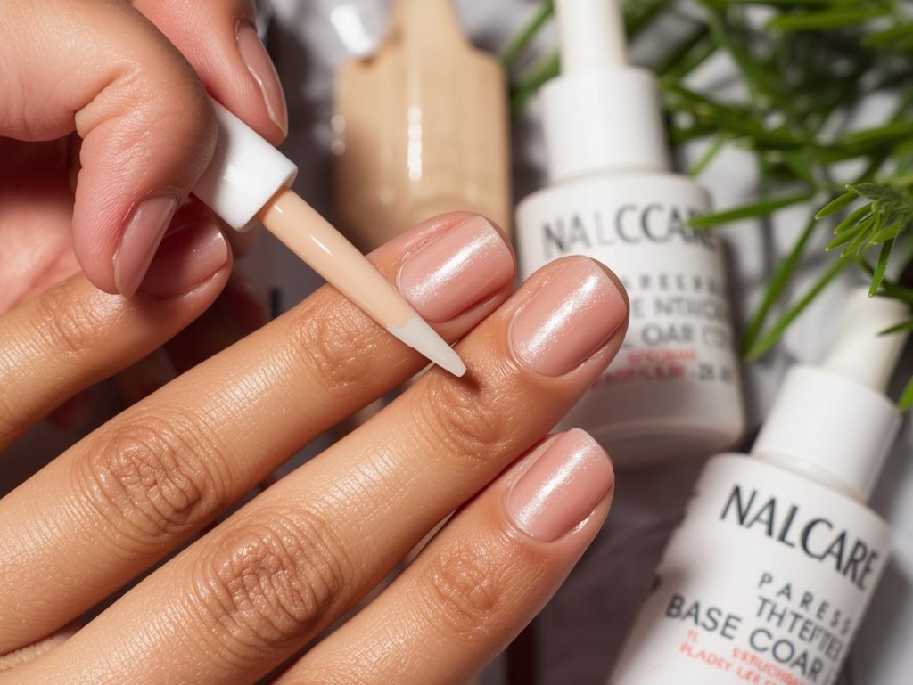 Strong natural nails with buffed shine in a nail care routine.