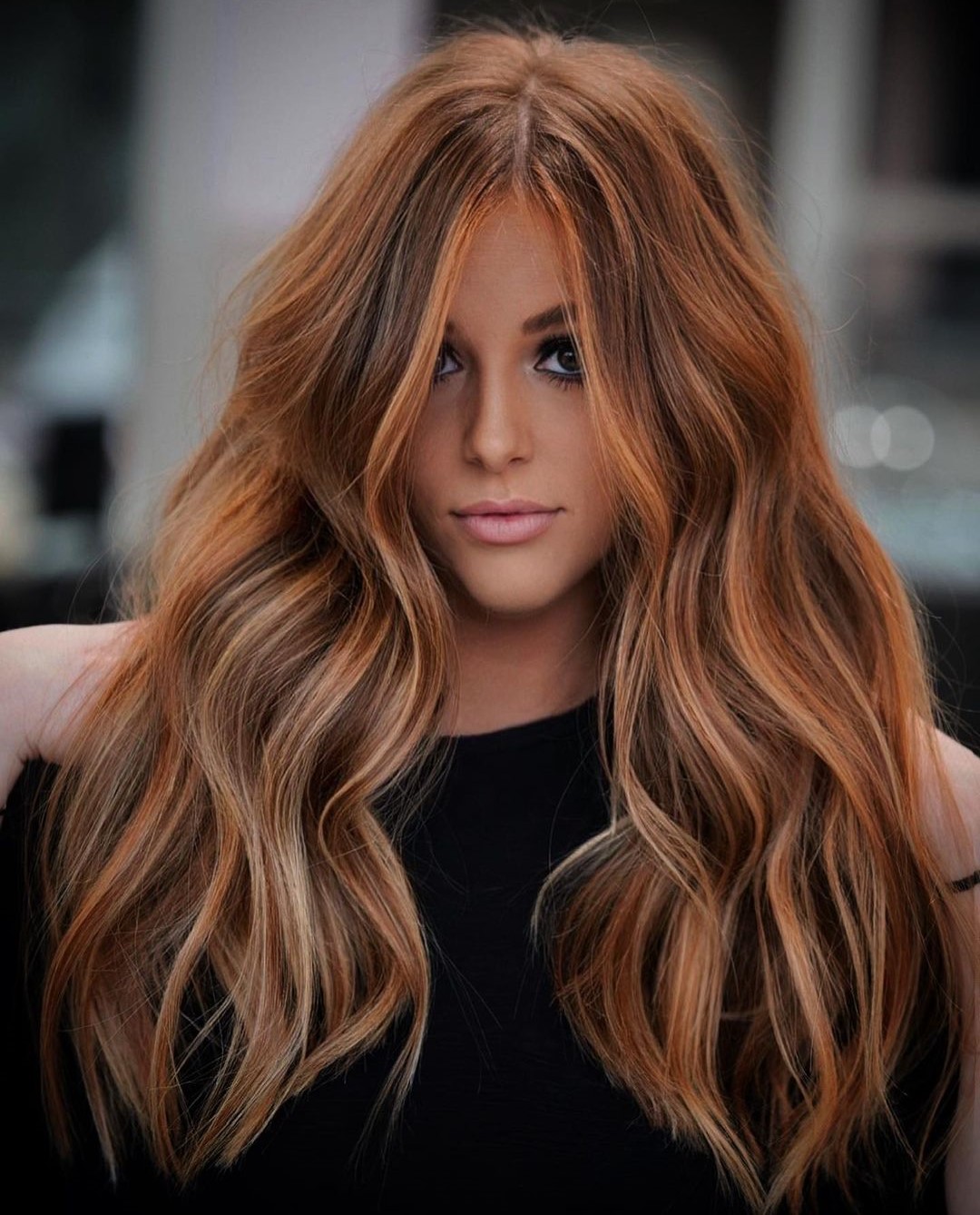Auburn Brown with Soft Blonde Face Highlights