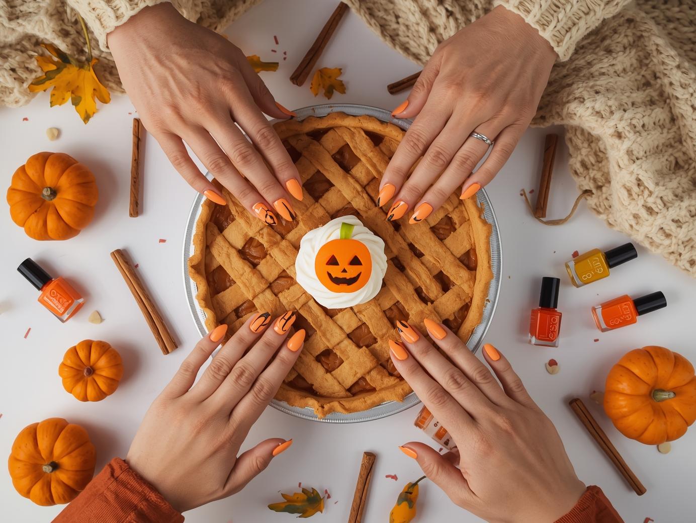 Featured image of pumpkin and Pie nail art