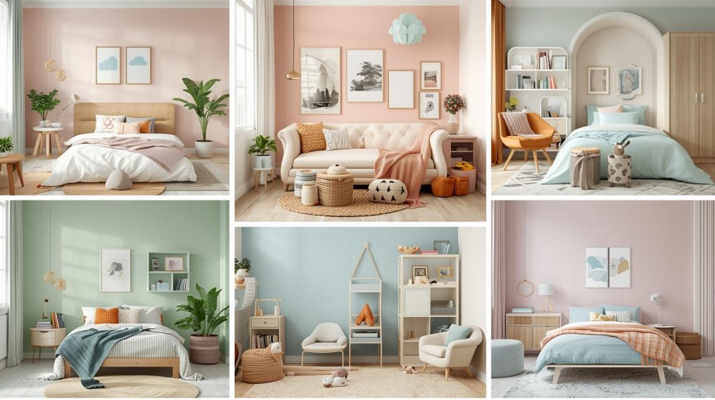Collage of creative kids room designs featuring colorful decor and modern children’s bedroom ideas