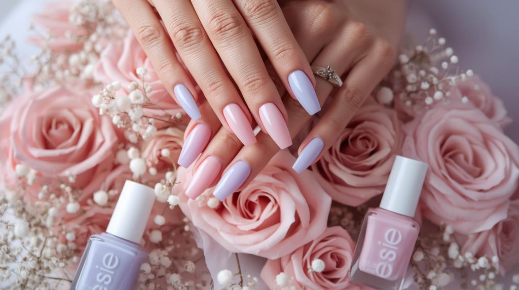 Modern beauty and design collage with nail art, hair styling ideas, and kids room decor inspiration